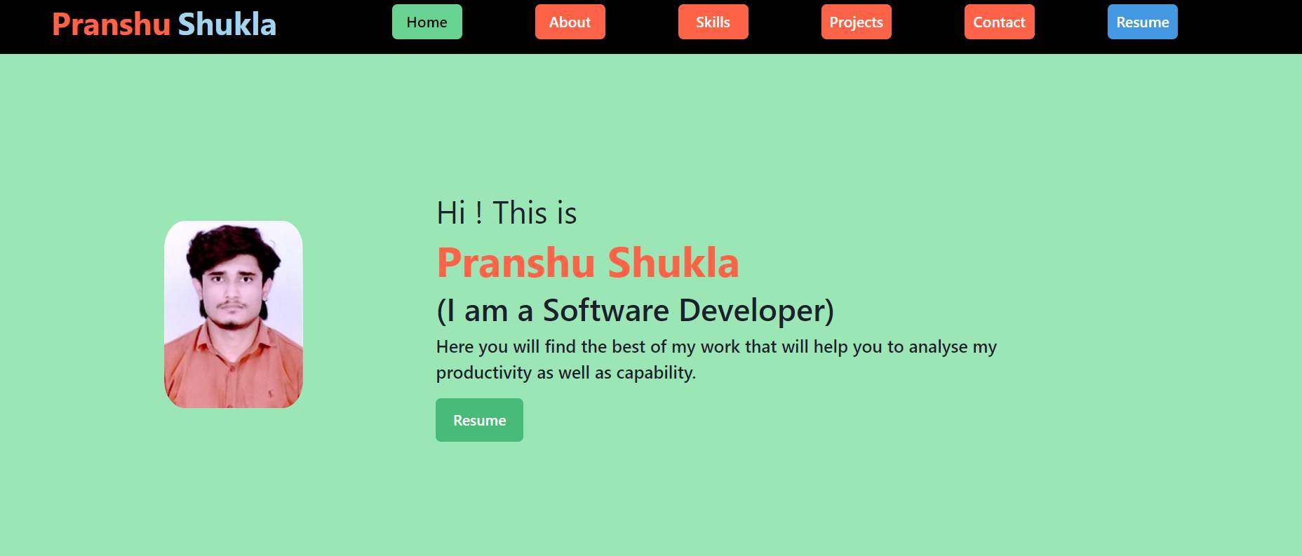 Pranshu Shukla Portfolio